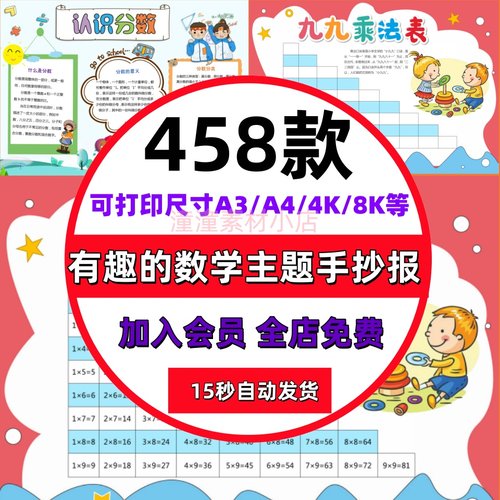 有趣的数学主题手抄报模板认识分数小数的认识时分秒轴对称图形