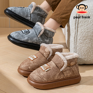 大嘴猴棉鞋男包跟冬天男生厚底外穿皮革防水加绒高帮棉拖鞋冬加厚