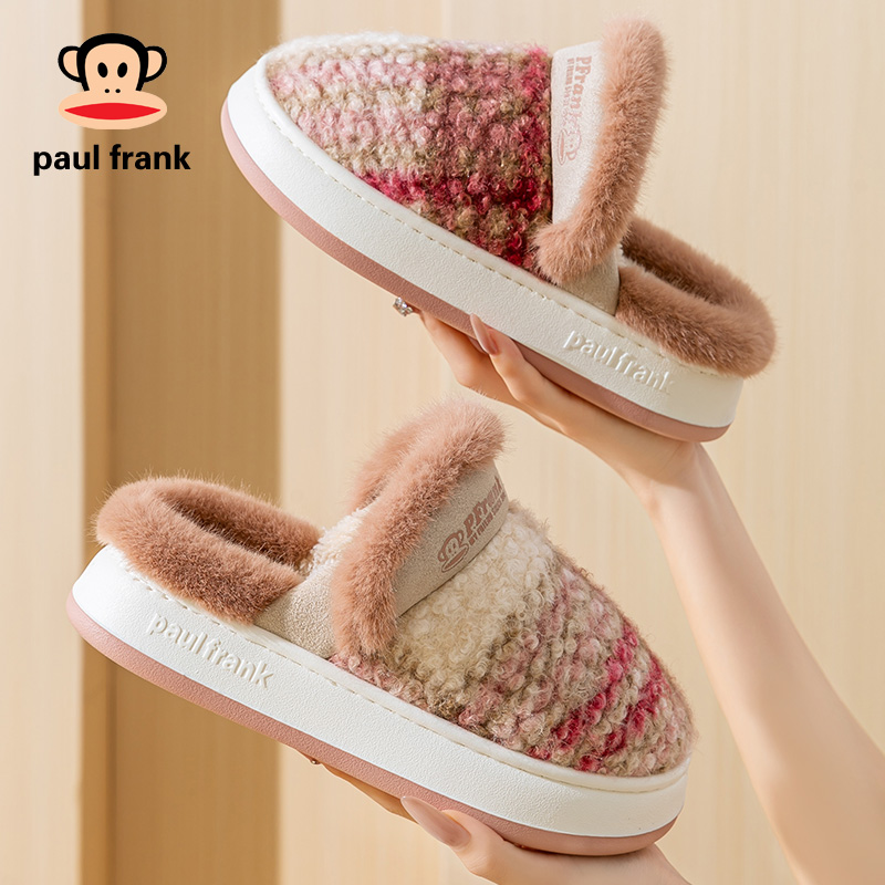 正品2025秋冬季新品大嘴猴棉拖鞋女士居家厚底毛绒拼色保暖情侣款