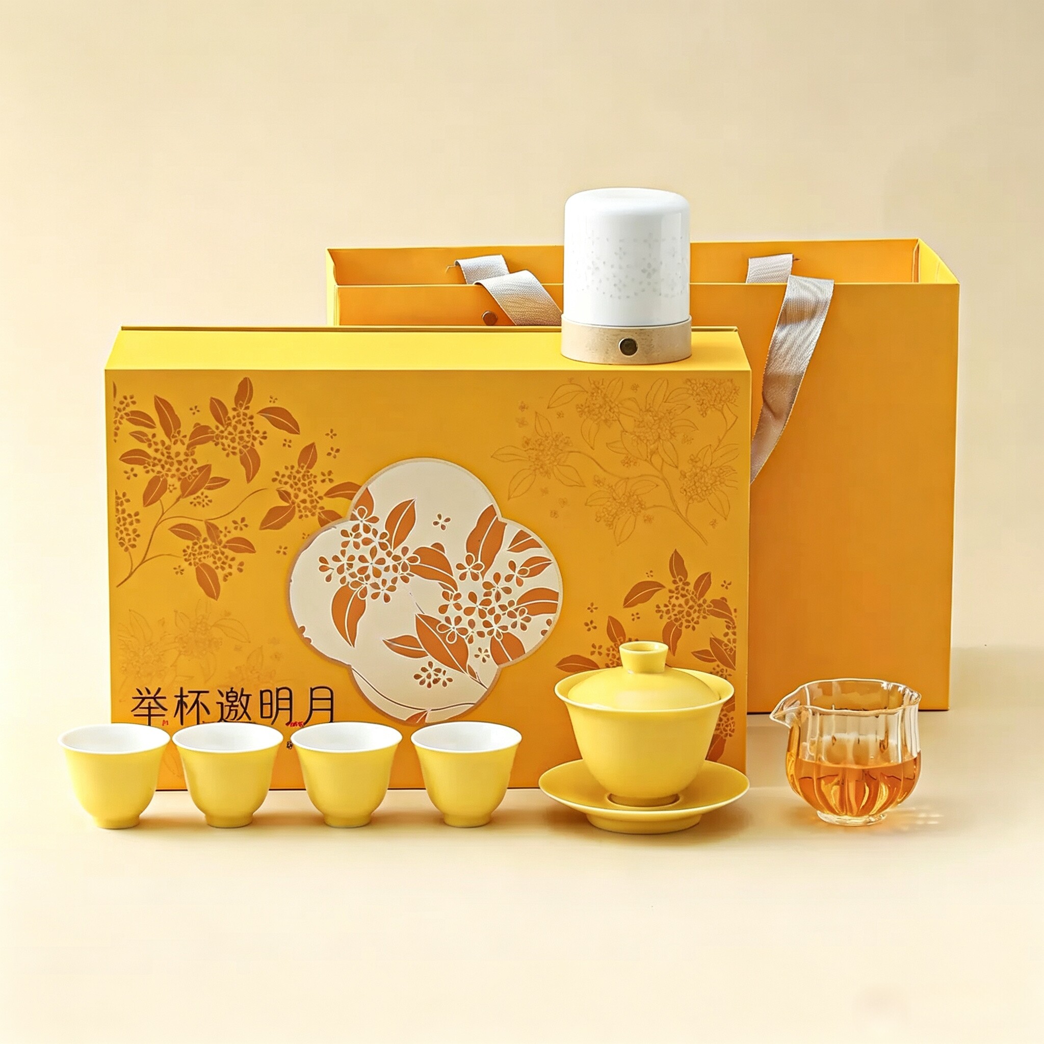 茶不悔|中秋玲珑灯茶具套组送礼首选整套陶瓷茶具盖碗套装陶瓷