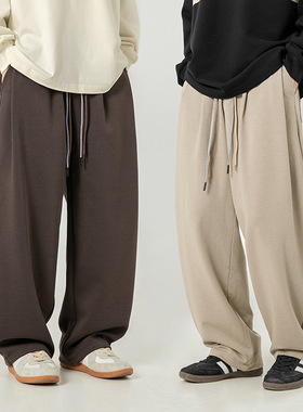 AFZZ廓形垂感休闲裤男新款双抽绳设计长裤子宽松微收脚阔腿卫裤