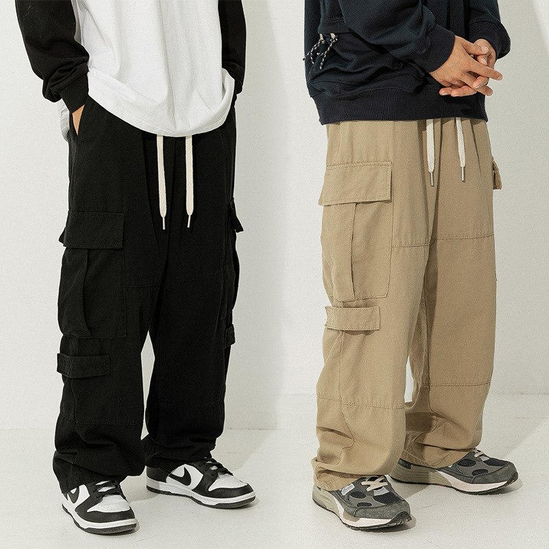 日系工装口袋休闲裤宽松复古