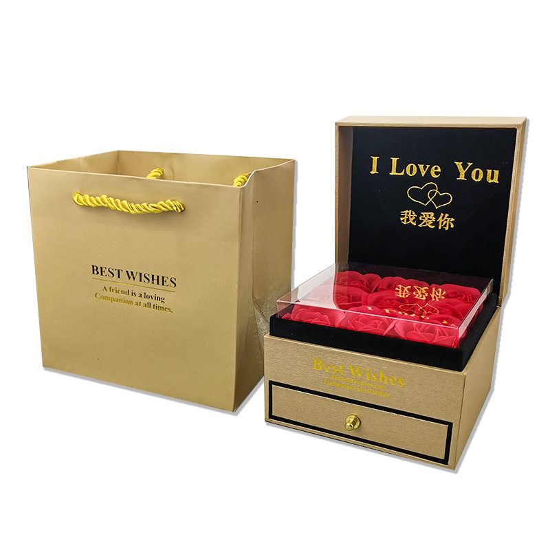 礼品盒项链手链戒指吊坠包装盒情人节新款礼盒手提袋擦银布