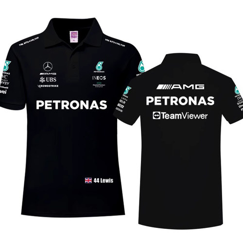 梅奔赛德斯AMG4S店工作服短袖t恤汉密尔顿乔治F1车队赛车服polo衫
