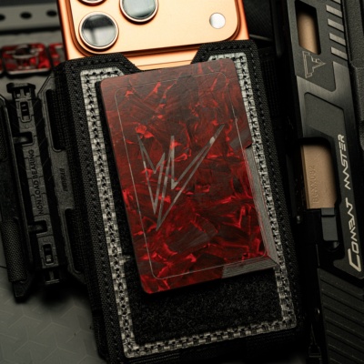 WEAVER织巢鸟 绯璀红限定 红彩缎造纹碳纤维刀卡EDC工具魔术贴卡