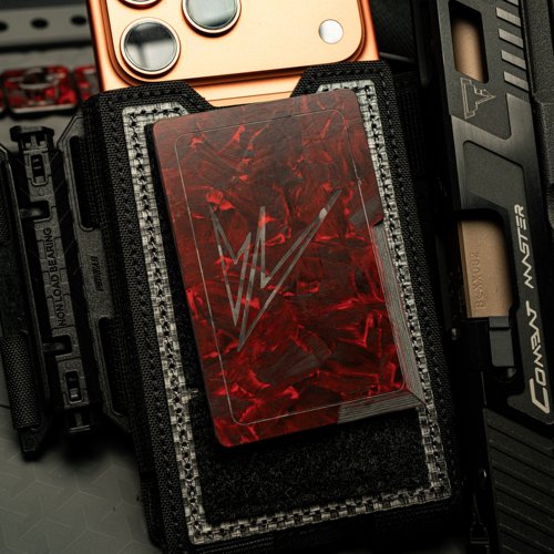 WEAVER织巢鸟 绯璀红限定 红彩缎造纹碳纤维刀卡EDC工具魔术贴卡