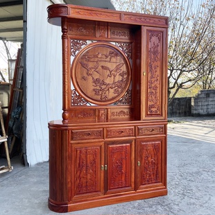 新中式实木玄关入户鞋柜金花梨木客厅屏风进门隔断间厅柜双面酒柜