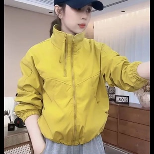 欧货短款 百搭显瘦夹克上衣 立领双拉链设计感冲锋衣外套女春秋新款