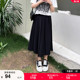 新款 大码 A字中长裙半身裙气质休闲2023夏季 胖mm显瘦压皱西装 女装