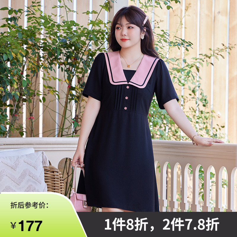 大码显瘦胖MM连衣裙甜美