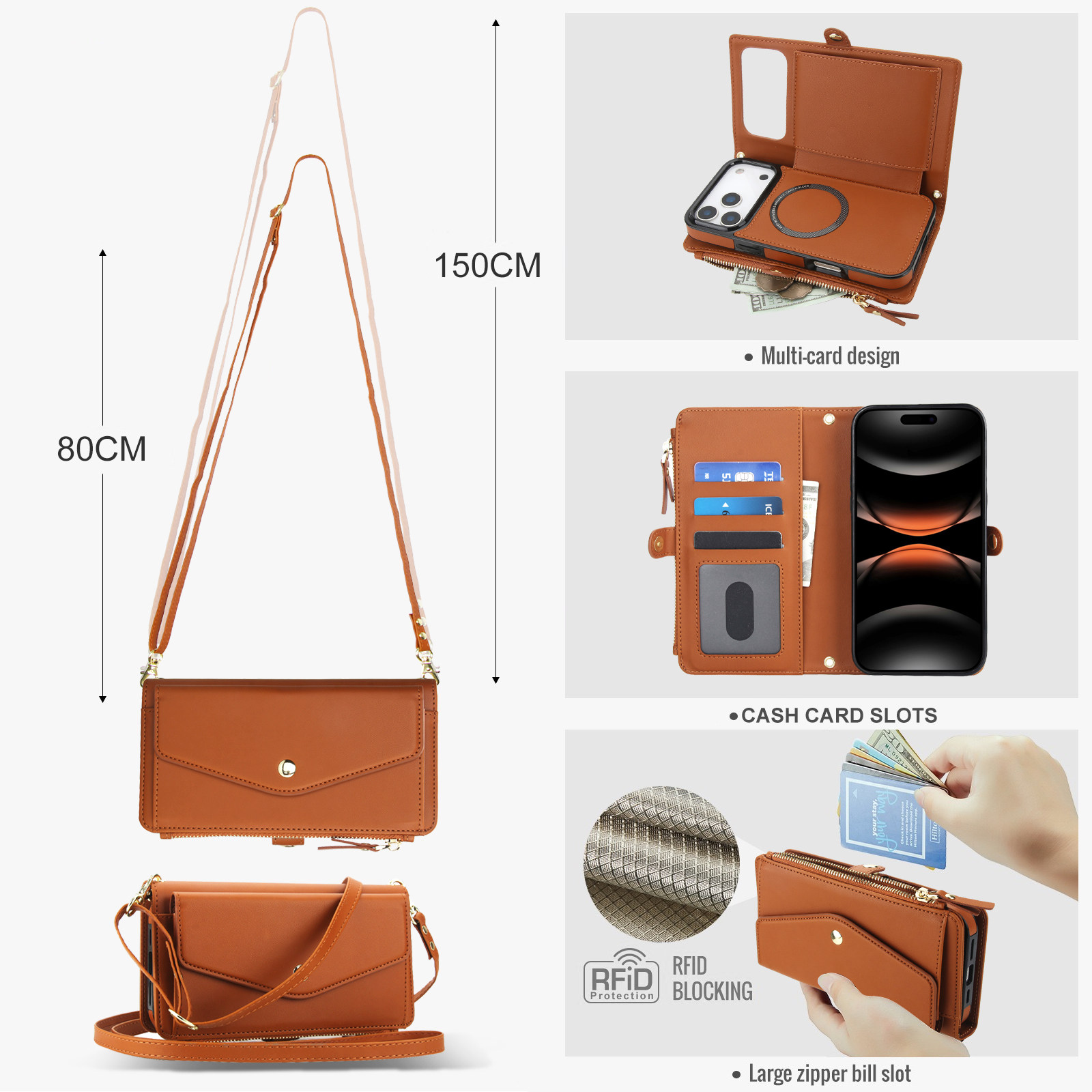 苹果17proMax手机壳新款斜挎挂绳钱包式适用iPhone17air保护套17防摔全包边17手机壳带支架17pro无线充17皮套