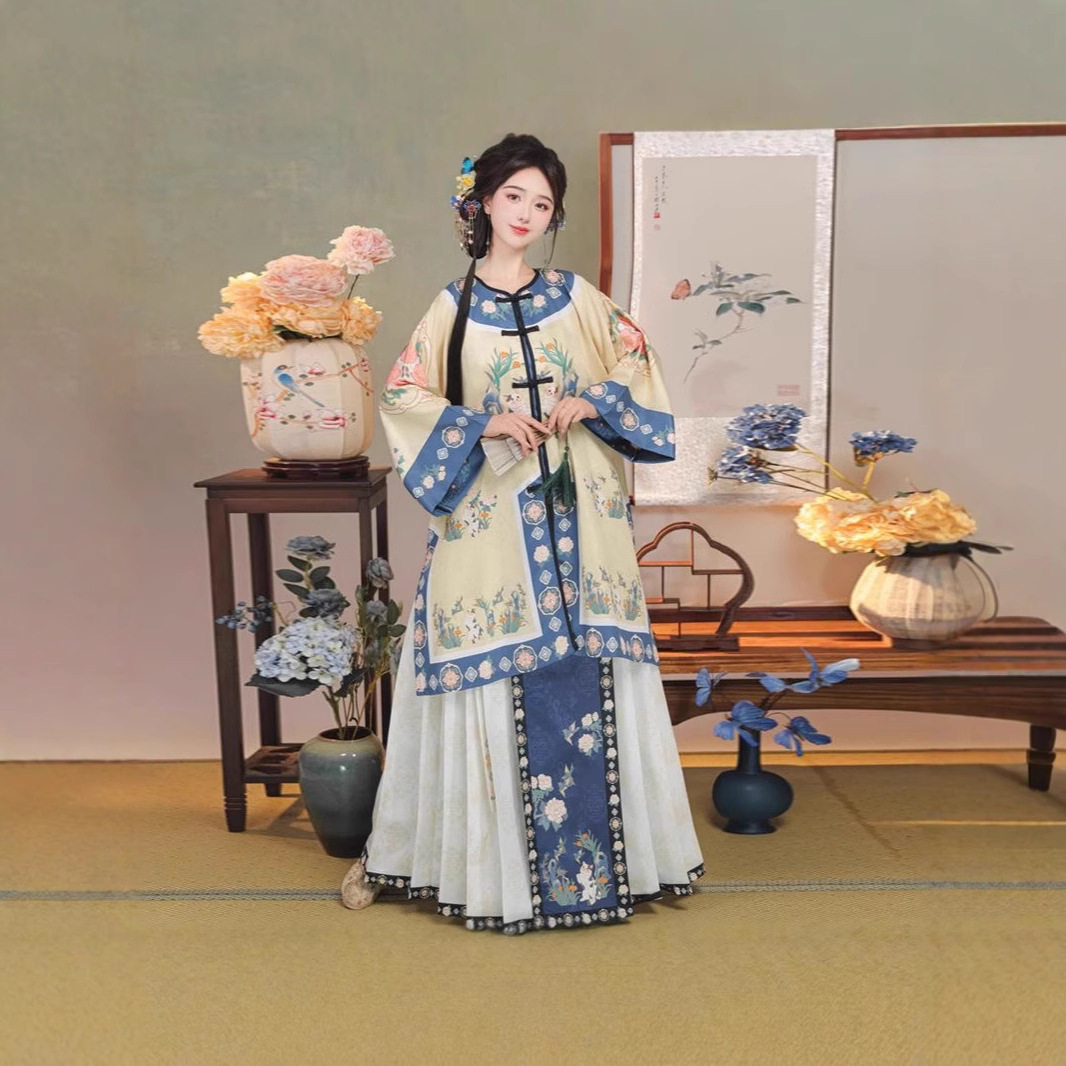 正品【猫神】清汉女对襟圆领非汉服复古风民族服装清代宫廷装套装,女装/女士精品,汉服半身裙,淘宝优惠券,粉丝福利购,淘宝优惠卷