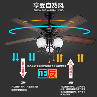 风扇灯大尺寸电风扇 吊扇灯寸古典铁艺5复古 饭厅餐厅乡村带2美式