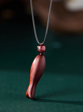 吉庆有余红木小鱼木鱼毛衣链