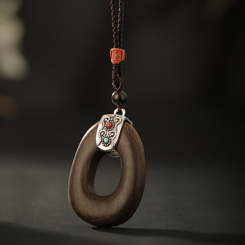 复古民族风平安如意长款项链棉麻