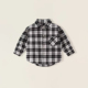 透气a类柔软翻领格子衬衣外套 儿童长袖 婴儿衬衫 男宝宝纯棉春秋款