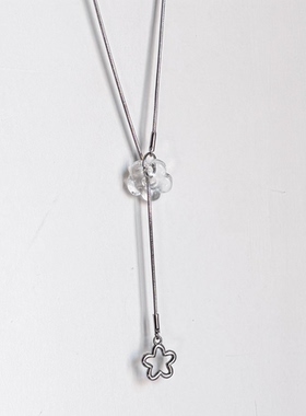 日韩系ins透明镂空花朵抽拉蛇骨长项链小众简约日常甜酷y2k毛衣链