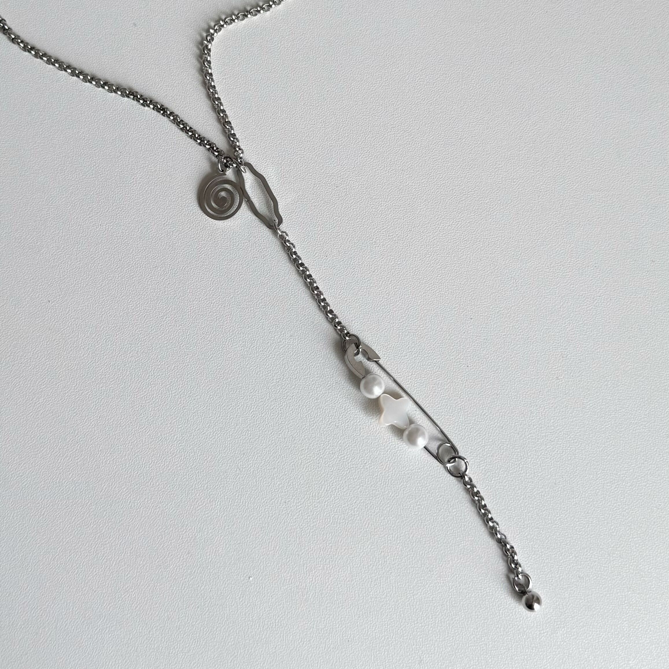 韩系ins风螺旋别针十字星几何串珠项链小众设计感y2k甜酷简约叠戴