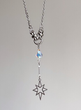 朋克金属风幻彩十字星几何拼接项链小众甜酷y2k复古日韩系ins叠戴