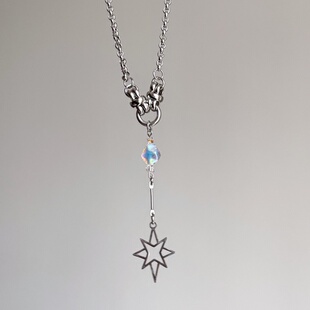 朋克金属风幻彩十字星几何拼接项链小众甜酷y2k复古日韩系ins叠戴