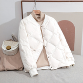 韩版 轻薄羽绒服女短款 2025年新款 小个子棒球领白鸭绒棒球服外套潮