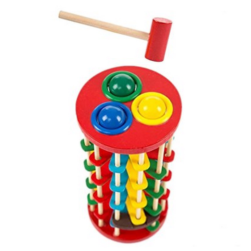 Wooden Pound and Roll Educational Hammering Toy for Kids