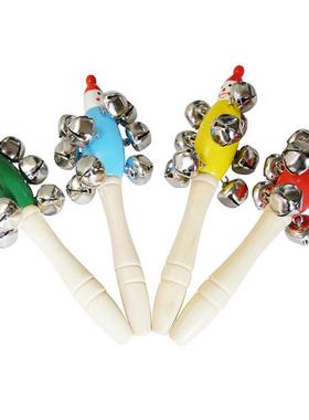 Wooden Musical Shaking Handbell Rattle Sound Toy for Baby