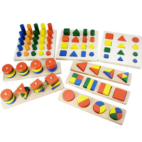 Early Learning Geometry Block Montessori Education Kids Toy