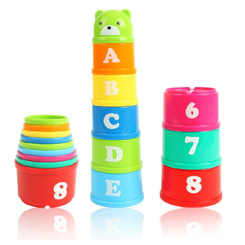 Kids Baby Stack Up Cups Bear Learning Numbers Letters Toys