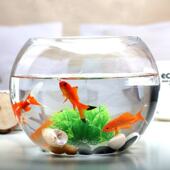 玻璃钢鱼缸办公室加厚透明玻璃客厅家用桌面圆形造景小型乌龟缸