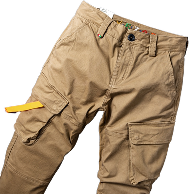 卡其色直筒式休闲裤帅气潮牌工装
