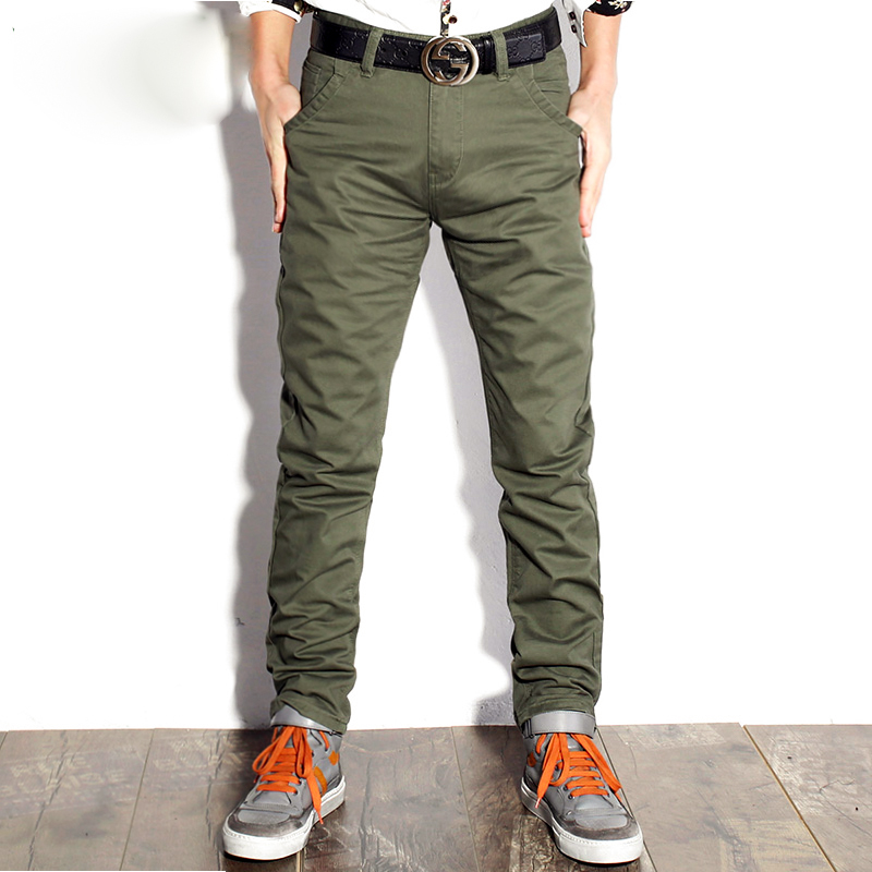 yezoe男式春秋军绿色潮流休闲裤