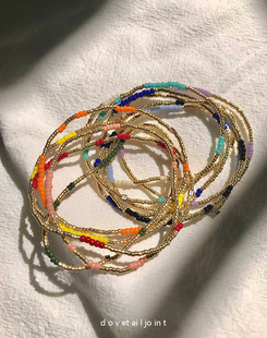 dovetail-自制日本进口米珠小众彩色叠戴弹力细串珠手串手饰男女