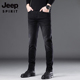 男士 潮牌秋季 秋冬款 吉普牛仔裤 修身 小脚弹力长裤 直筒休闲加绒裤 子