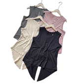 运动罩衫 T恤宽松露背绑带打结背心速干透气健身房瑜伽跑步t 女无袖