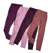 欧美单加绒健身裤 女弹力紧身速干跑步训练运动带口袋高腰提臀瑜伽