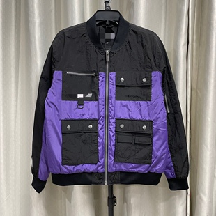 女款夹克外套23新款撞色拼接休闲春秋上衣夹棉机能防风棉衣棒球领