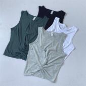 宽松显瘦背心休闲美背罩衫 速干T恤女跑步瑜伽健身衣打结个性 无袖