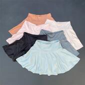 网球裙女健身瑜伽羽毛球裙运动速干跑步防走光半身裙假两件百褶裙