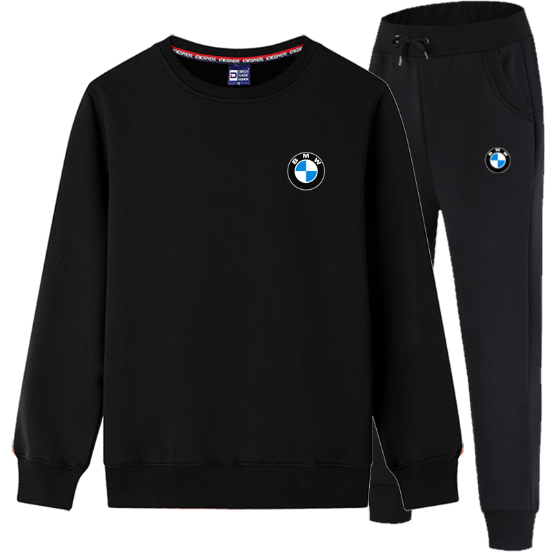 宝马BMW卫衣套装春季款纯棉套头长袖男士运动服圆领机车衣服定制