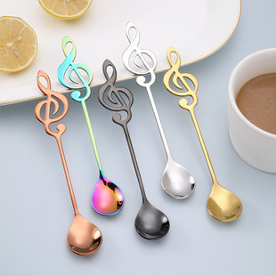 餐厅304不锈钢咖啡勺音符酒吧搅拌勺子甜品搅拌勺创意礼品小调羹