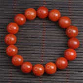 保山南红玛瑙 12mm 手串 天然无胶原矿柿子红圆珠手链 情侣男女款