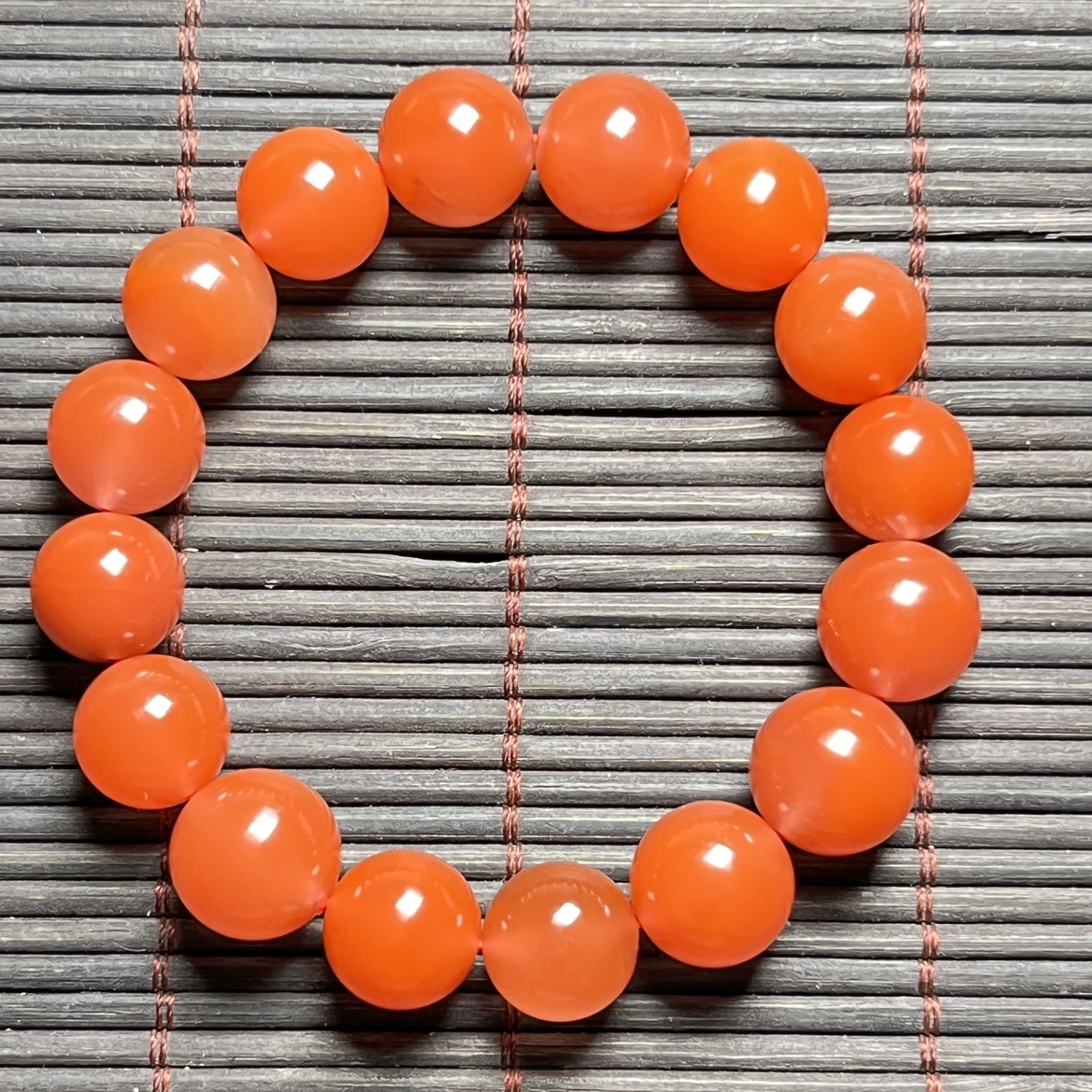 保山南红玛瑙天然原矿冰红柿子红男女款单圈圆珠手链手串12mm