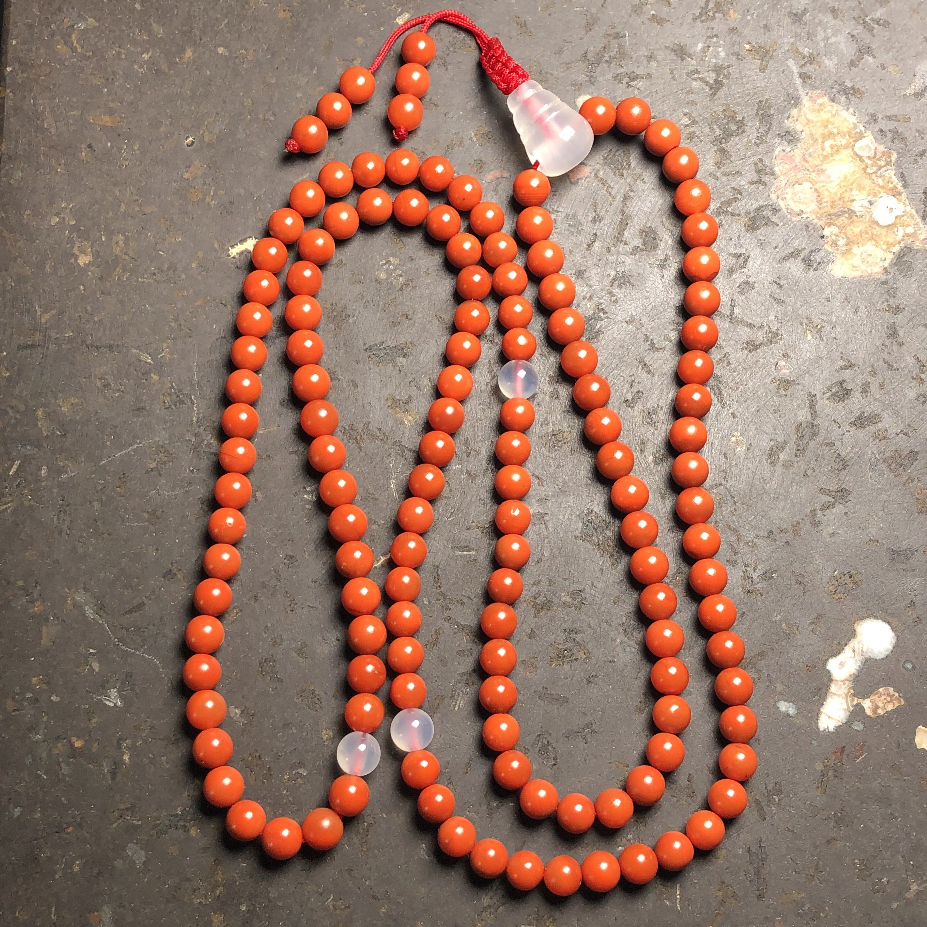 保山南红无裂天然原矿老南红柿子红满色满肉108项链毛衣链5.5mm