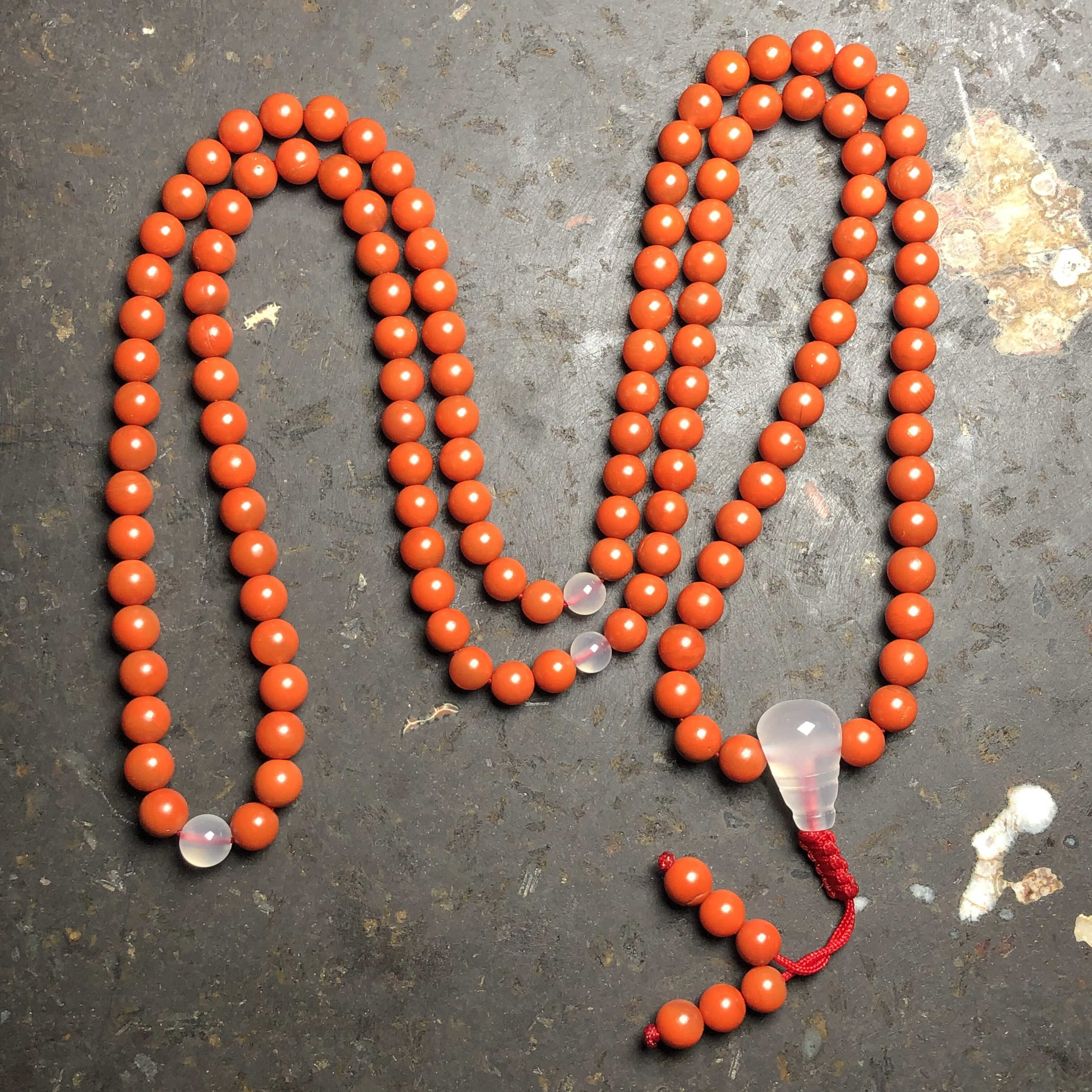 保山南红玛瑙无裂天然原矿老南红柿子红满色满肉108项链5mm