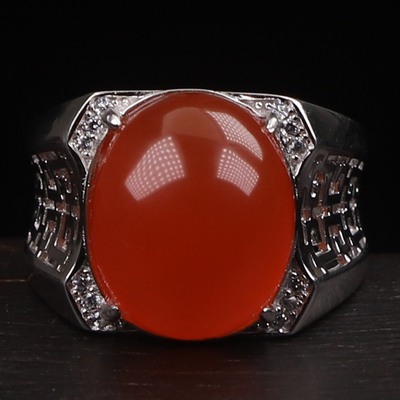 青墨玉镶嵌款个性霸气男士指环