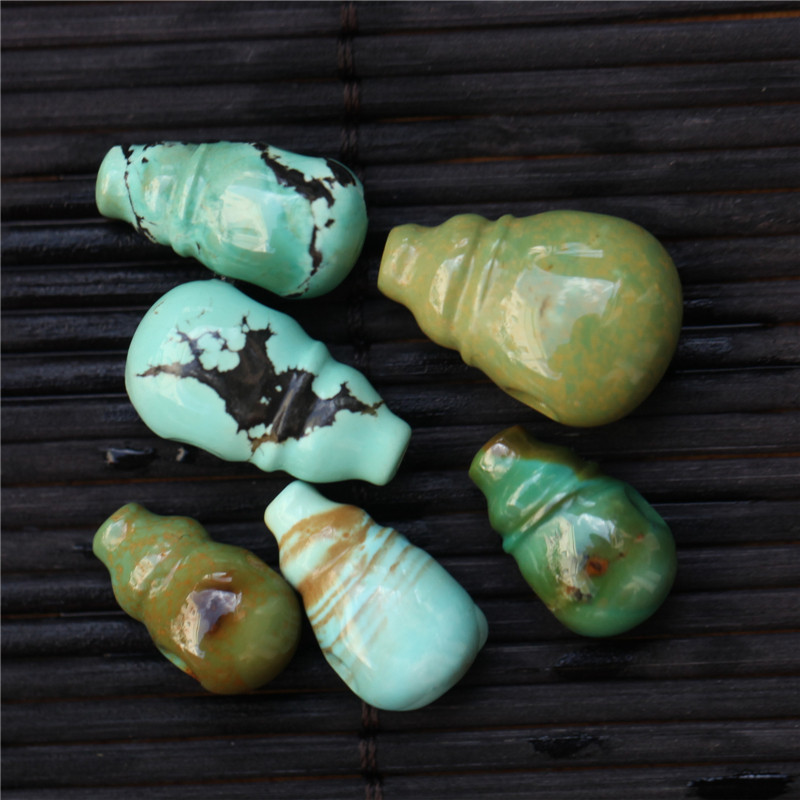 湖北十堰原矿天然绿松石 佛头一体三通 手链手串diy配饰 配件