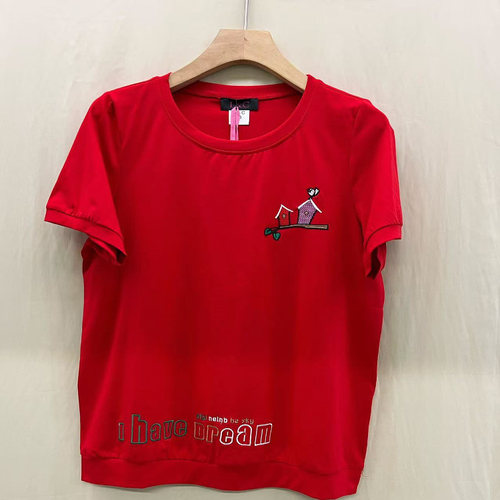 简单印花纯色夏装大码女短袖