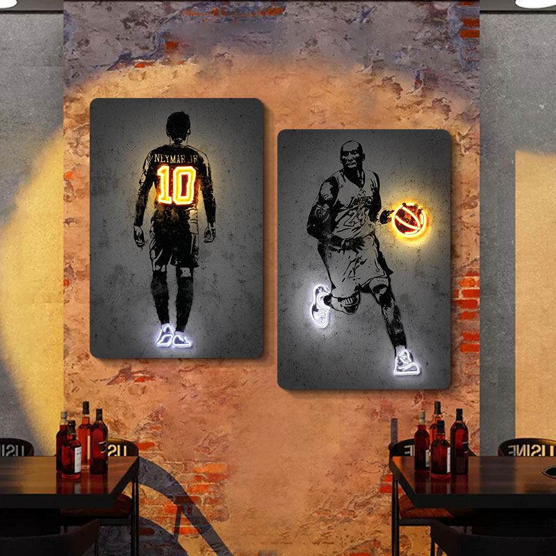 酒吧装饰画创意局部发光LED灯画小酒馆清吧壁画会所KTV背景墙挂画