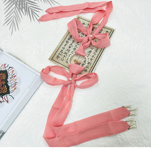 粉色珍珠铃铛酢浆草结绶带 手工国风汉服腰带长款潮马面裙配饰女